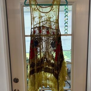 Floral Embroidered Sheer Dress multi colored